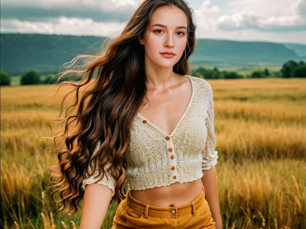 Confident Woman in Golden Field