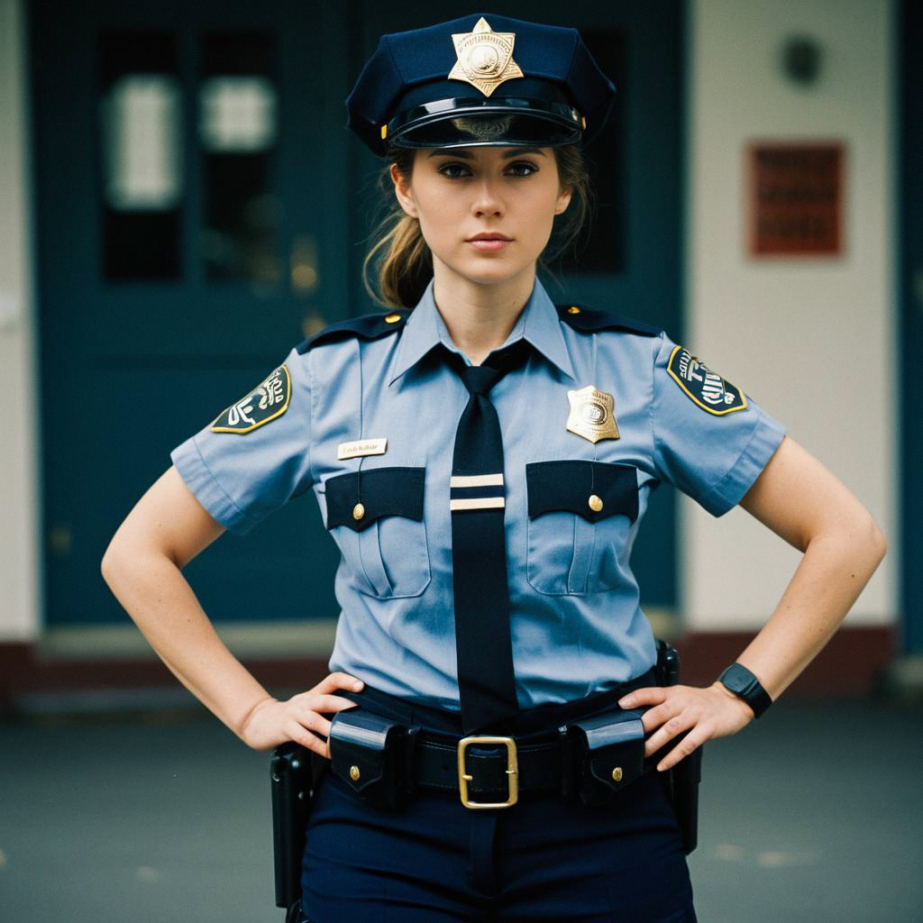 Confident Woman in Police Uniform Confident Woman in Police Uniform