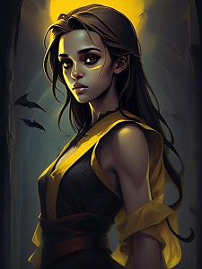 Confident Young Woman in Yellow and Black Outfit