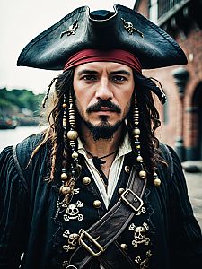 Pirate Portrait with Tricorn Hat