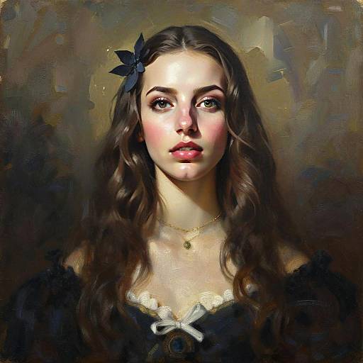 Elegant Portrait of a Young Woman in Classical Oil Painting Style