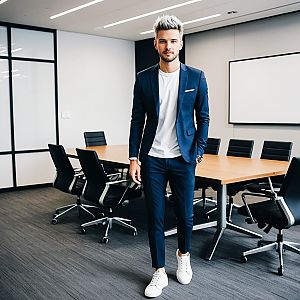 Confident Young Man in Modern Conference Room