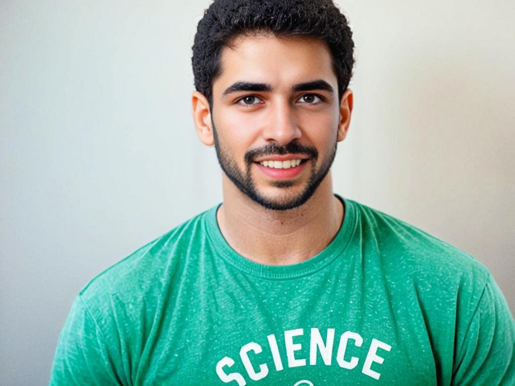 Young Man in Science T-Shirt