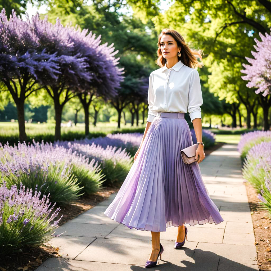 Stylish Woman in Lavender Garden