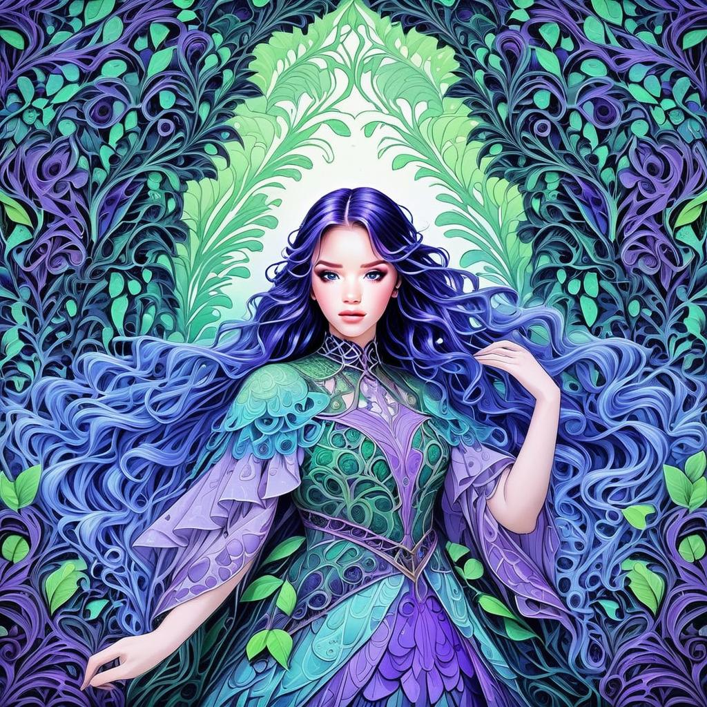 Fantasy Woman with Purple and Blue Hair