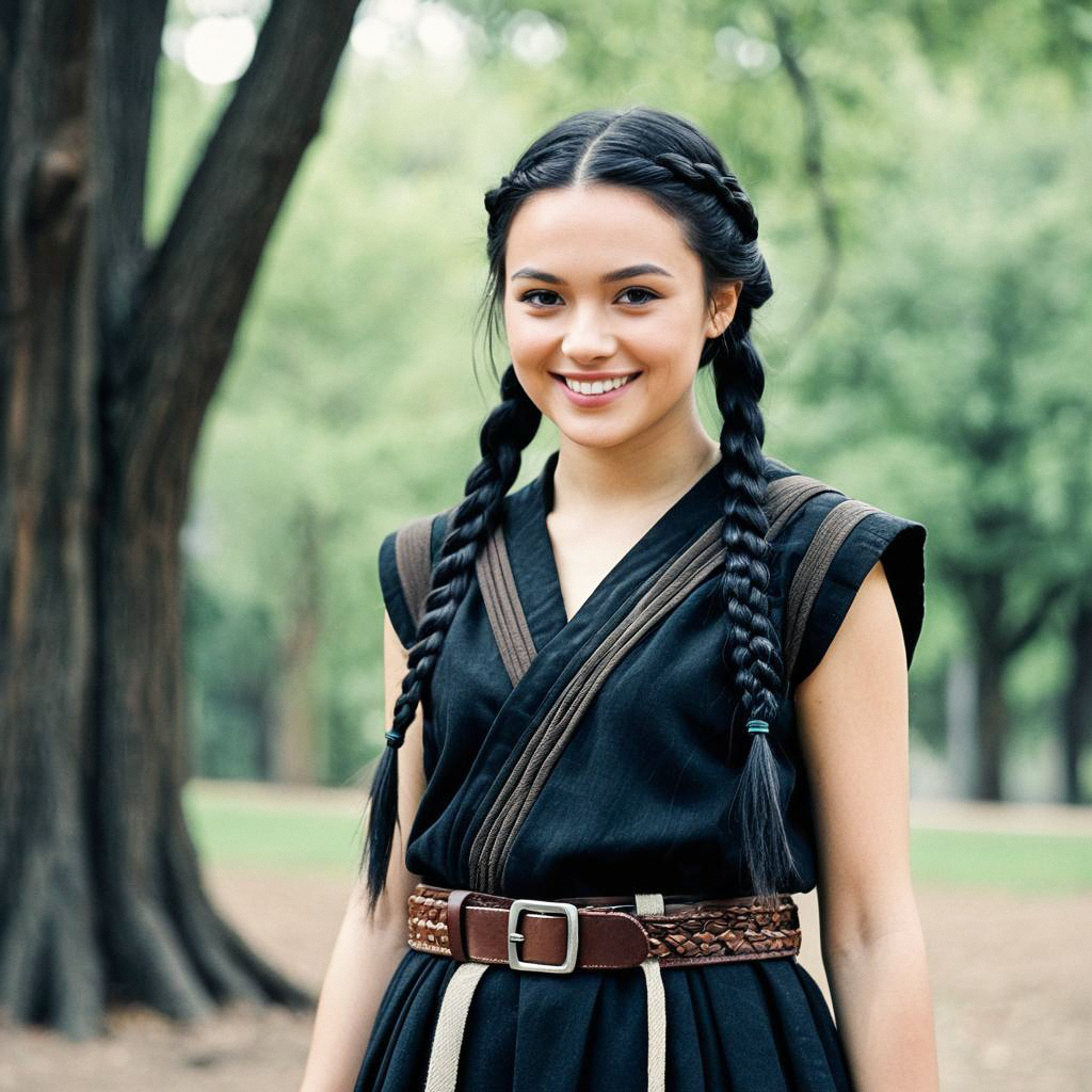 Young woman in textured outfit outdoors Young woman in textured outfit outdoors