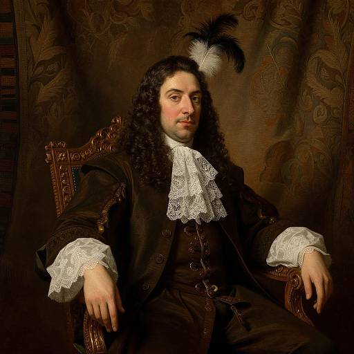 Baroque Portrait of a Man in 17th Century Attire with Lace Cravat
