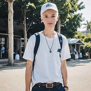 Confident young man outdoors in summer