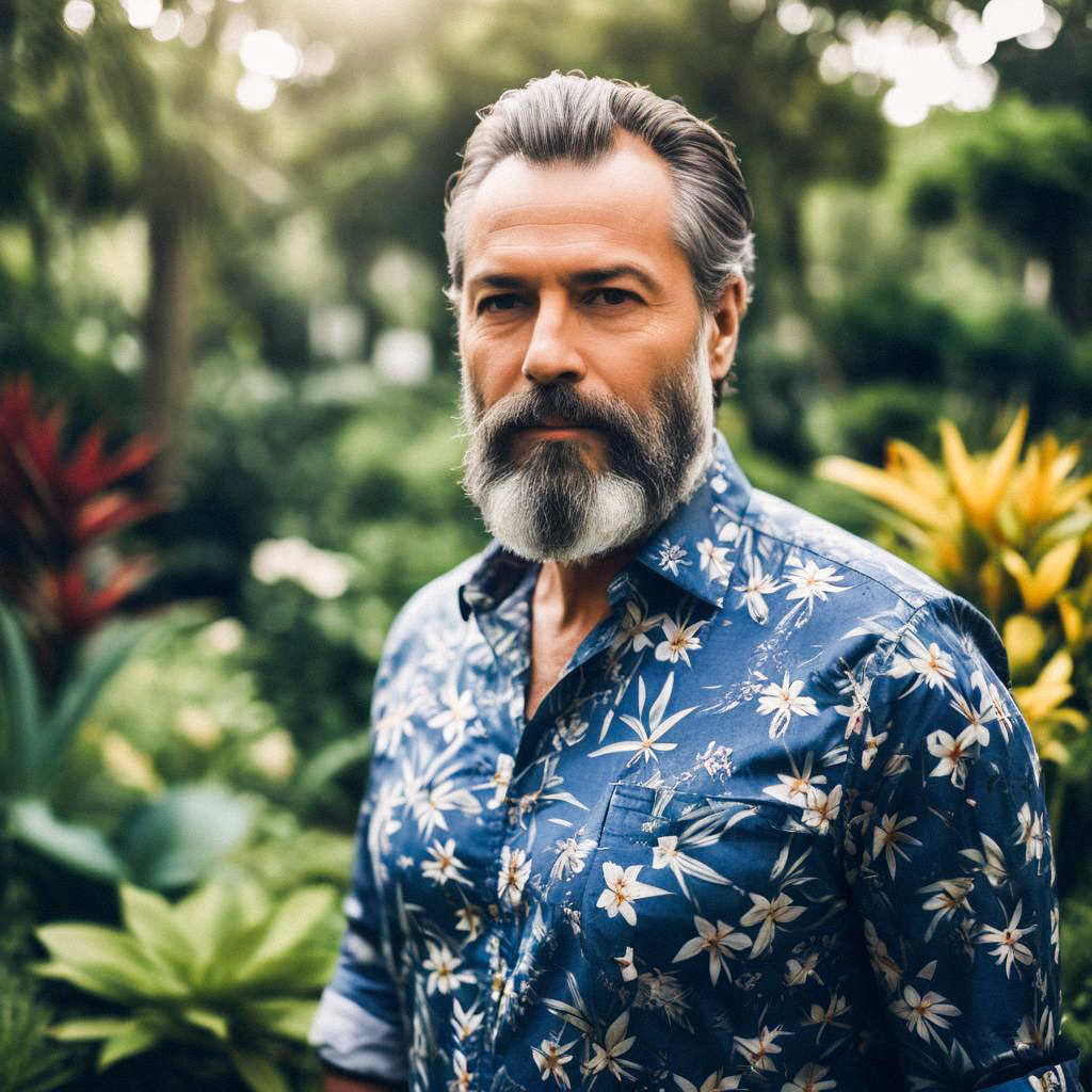 Distinguished Man in Tropical Garden Distinguished Man in Tropical Garden