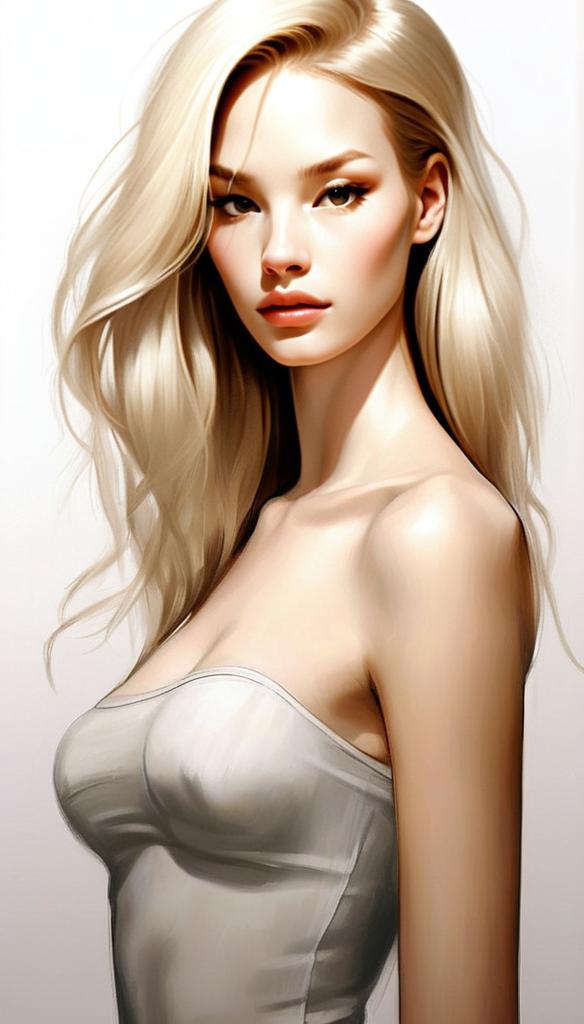 Portrait of Young Blonde Woman Digital Illustration