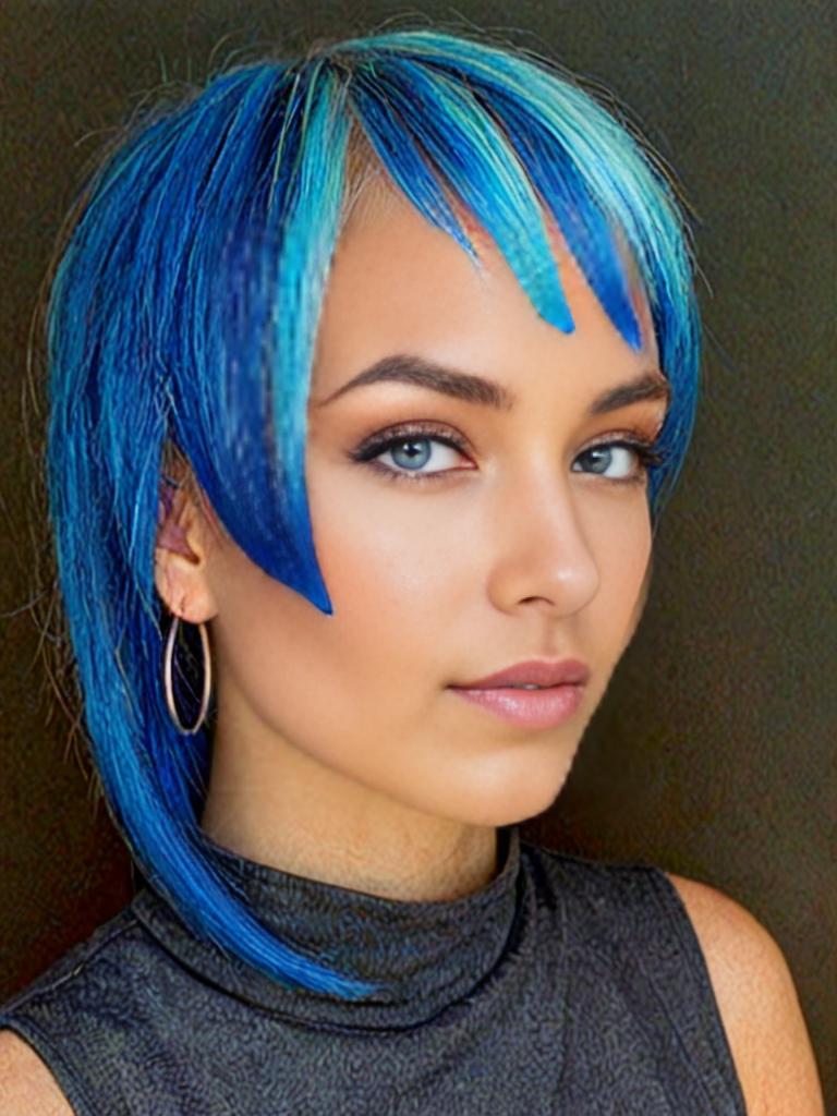 Young Woman with Blue and Turquoise Hair