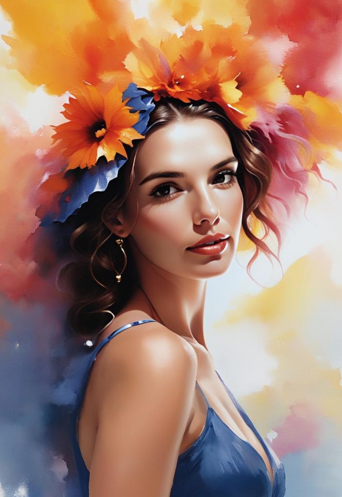 Woman with Vibrant Flowers in Hair