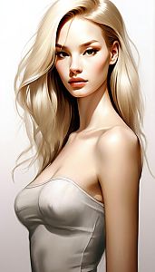 Portrait of Young Blonde Woman Digital Illustration