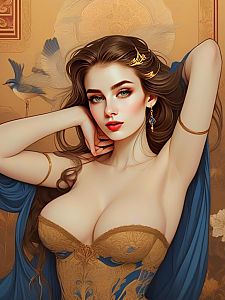 Portrait of Woman in Vintage Corset with Gold Accents