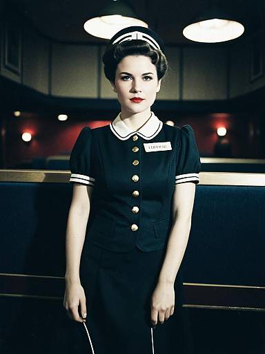 Woman in Classic Cinema Usherette Costume with Dramatic Cinematic Lighting