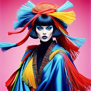 Avant-Garde Fashion Woman with Dramatic Headpiece