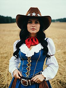 Woman in Cowgirl Fancy Dress Costume Cosplay Editorial Photography
