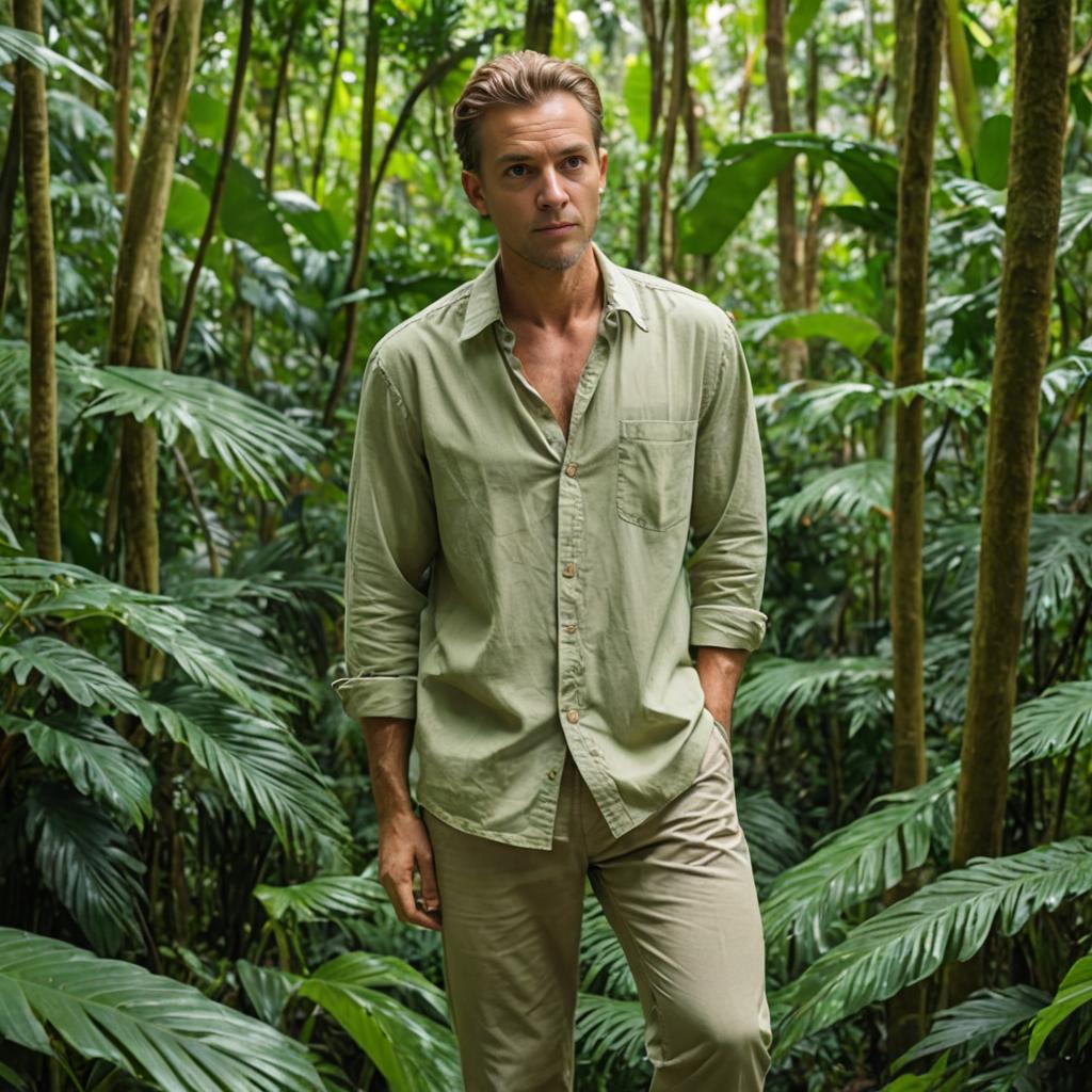 Man in Forest with Vibrant Foliage