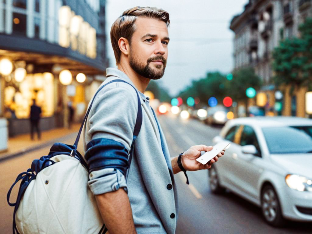 Stylish Man with Smartphone in Urban Setting