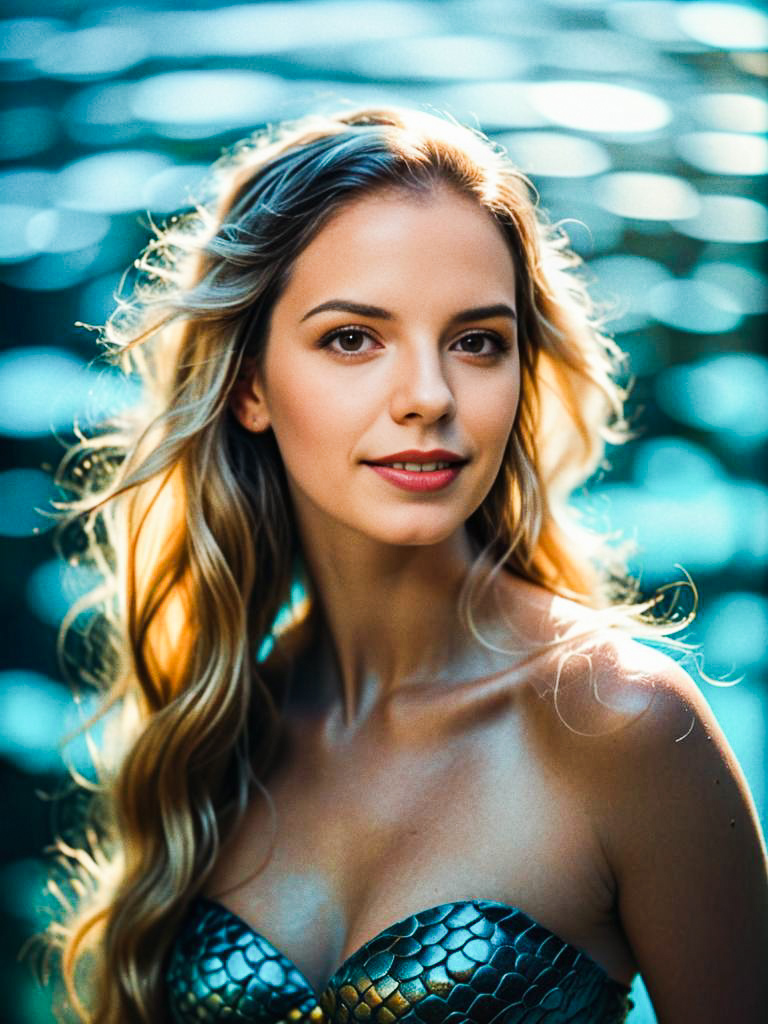 Mermaid Portrait with Flowing Hair