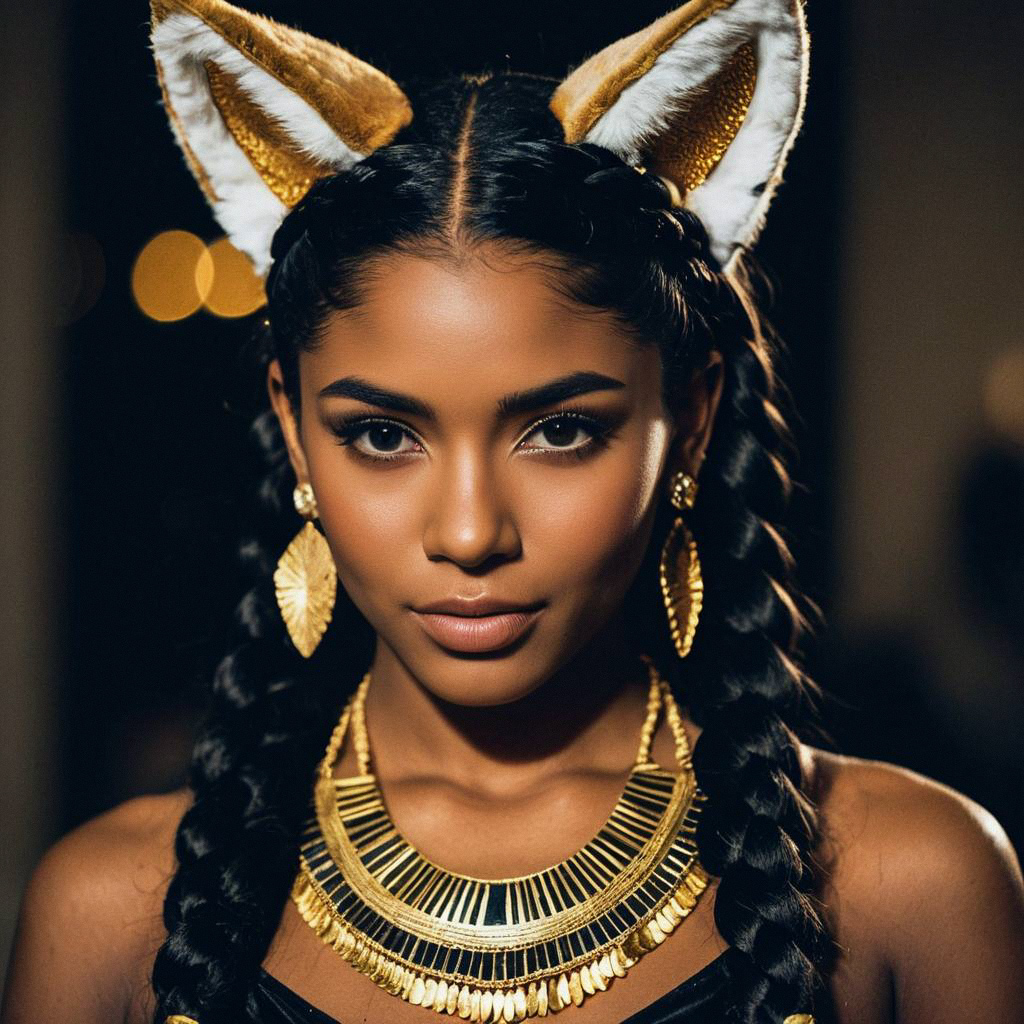 Regal Woman in Luxurious Outfit with Animal Ears Regal Woman in Luxurious Outfit with Animal Ears