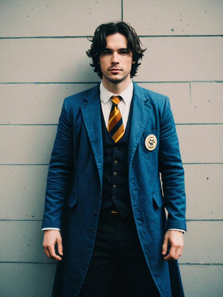 Realistic Cole MacGrath Cosplay Costume by Man in Blue Trench Coat