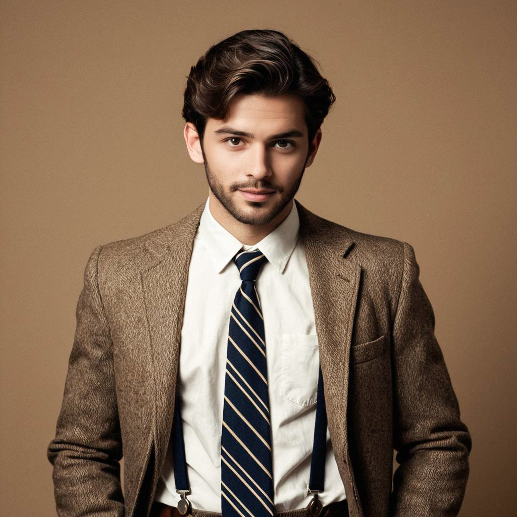 Vintage Fashioned Young Man in Brown Blazer Vintage Fashioned Young Man in Brown Blazer