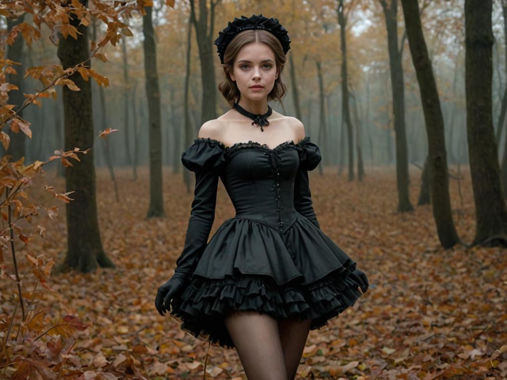 Gothic Woman in Forest Portrait