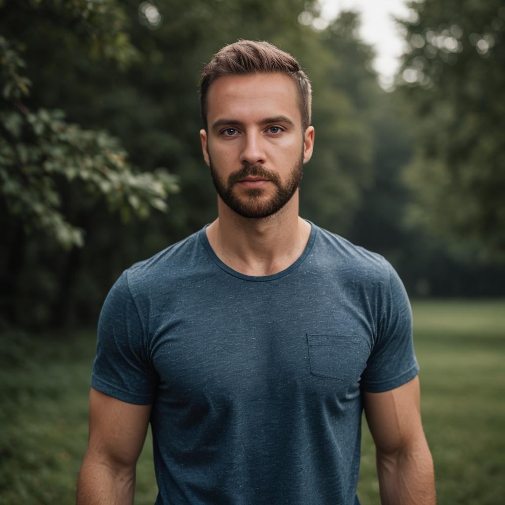 Handsome Man in Lush Green Setting