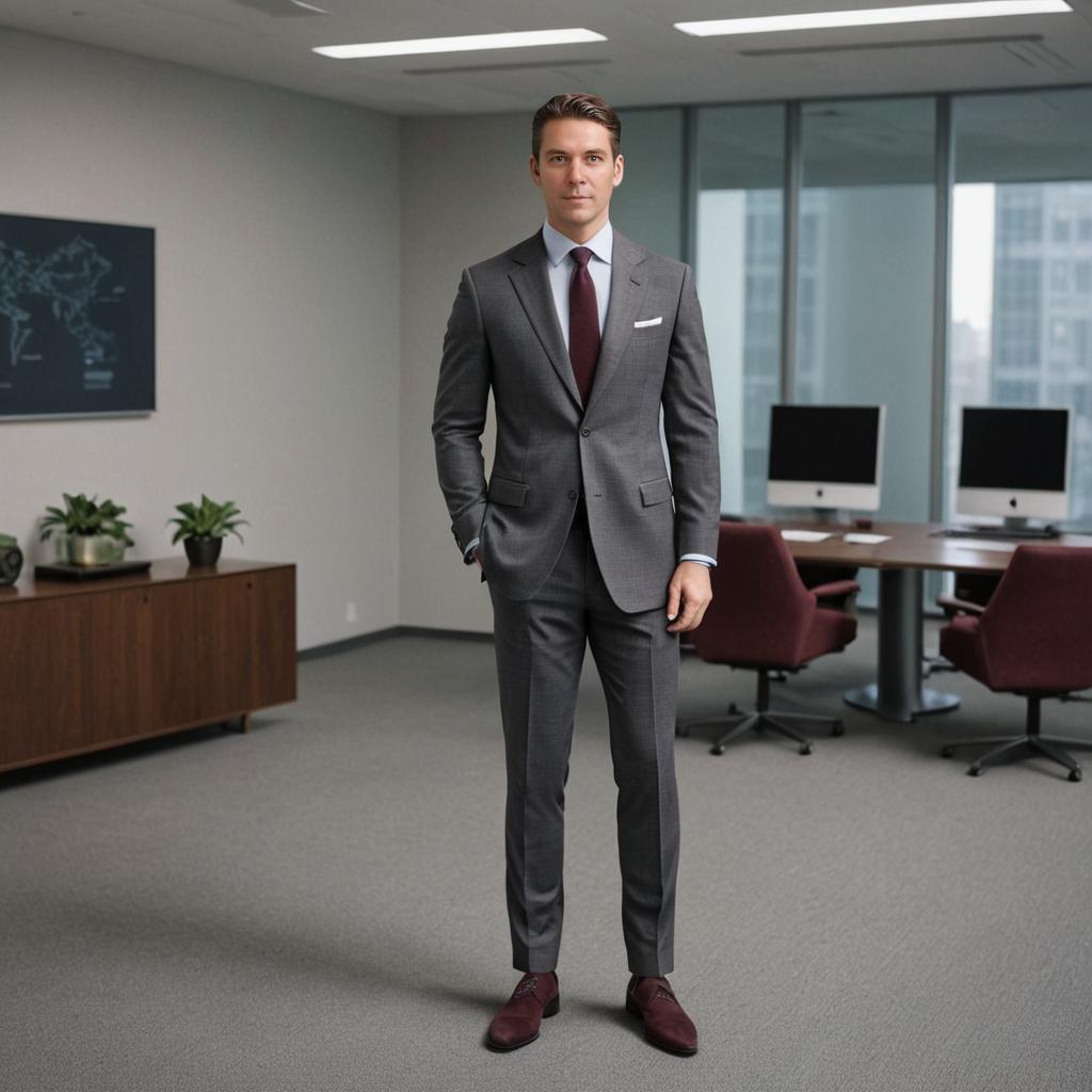 Confident Man in Tailored Gray Suit