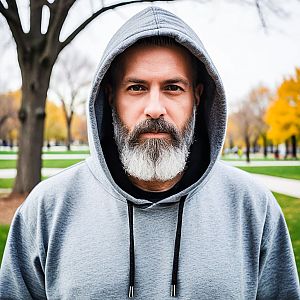 Man with Gray Beard in Autumn Park