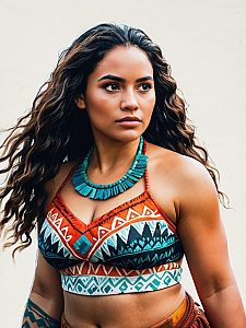 Confident Woman in Tribal Top