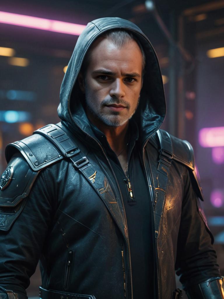 Charismatic Male in Cyberpunk Setting