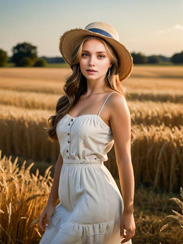 Young Woman in Wheat Field