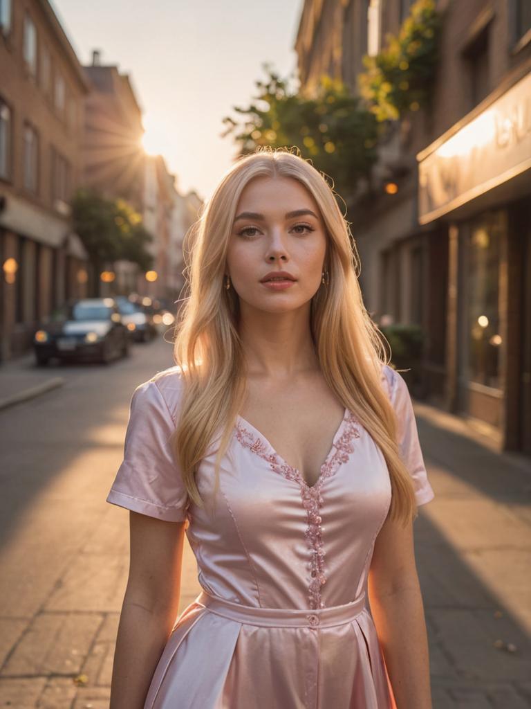 Confident Woman Portrait in Urban Sunlight