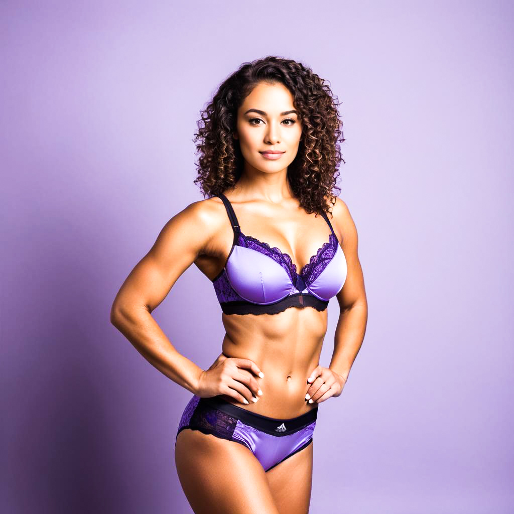 Confident Woman in Purple Lingerie