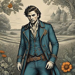 Vintage Portrait of a Confident Man in Scenic Landscape