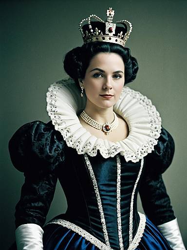 Woman in Renaissance Queen Costume Waist-Up Photorealistic Editorial Portrait