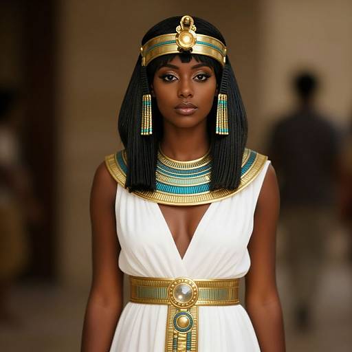 Ancient Egyptian Queen Costume Portrait Woman Cleopatra Style