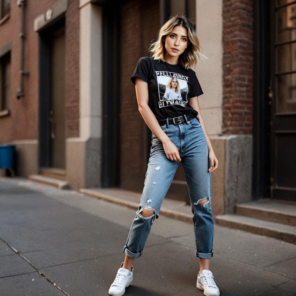 Stylish Young Woman in Urban Fashion