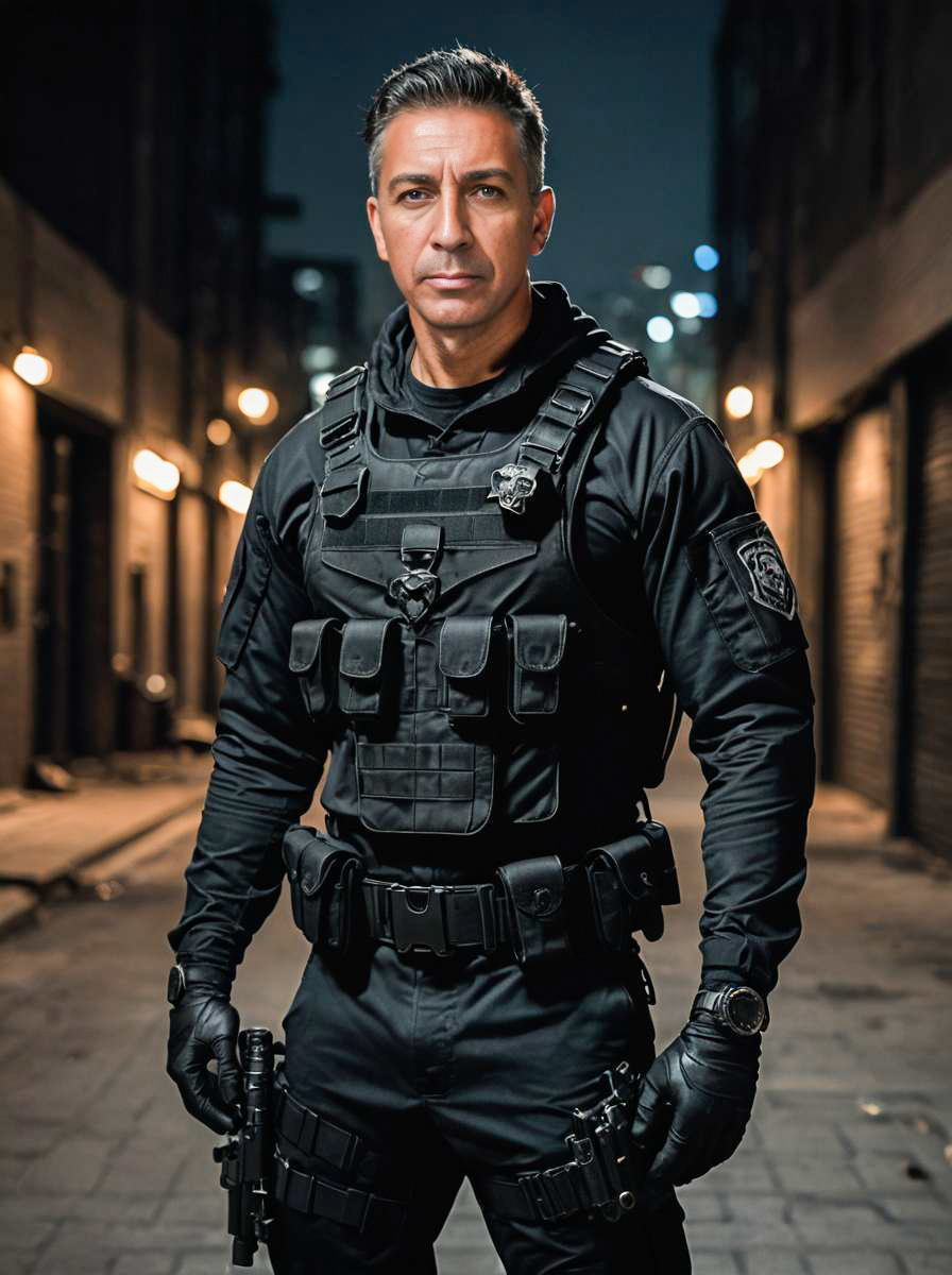 Man in Tactical Black Costume