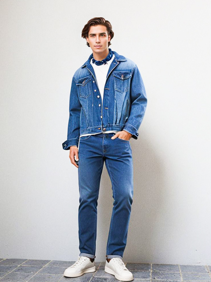 Confident Young Man in Denim Jacket