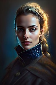 Elegant Young Woman Portrait with Braided Hairstyle