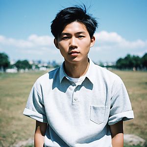 Young Man Outdoors on Sunny Day