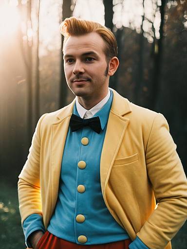 Photorealistic Tintin Costume Cosplay Portrait of Man in Cinematic Outdoor Setting