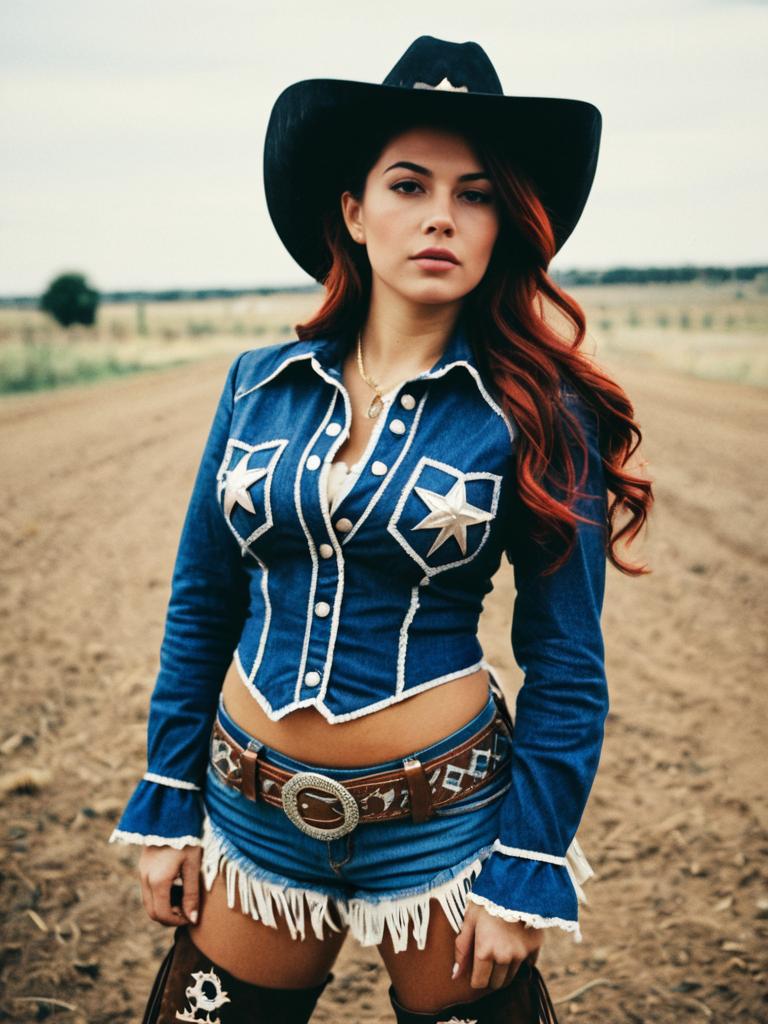 Confident Cowgirl in Stylish Western Costume