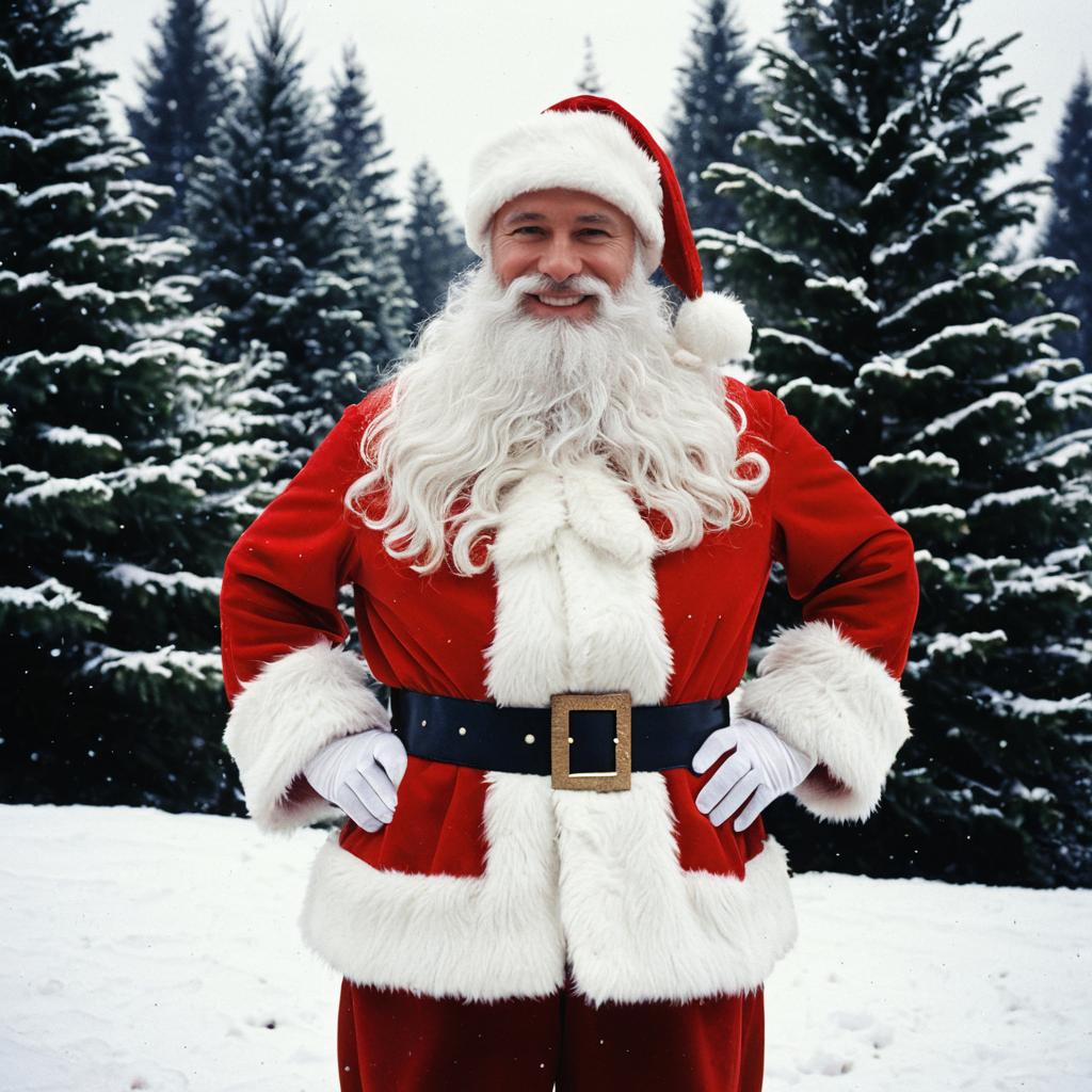 Realistic Santa Claus in Snowy Forest Outdoors