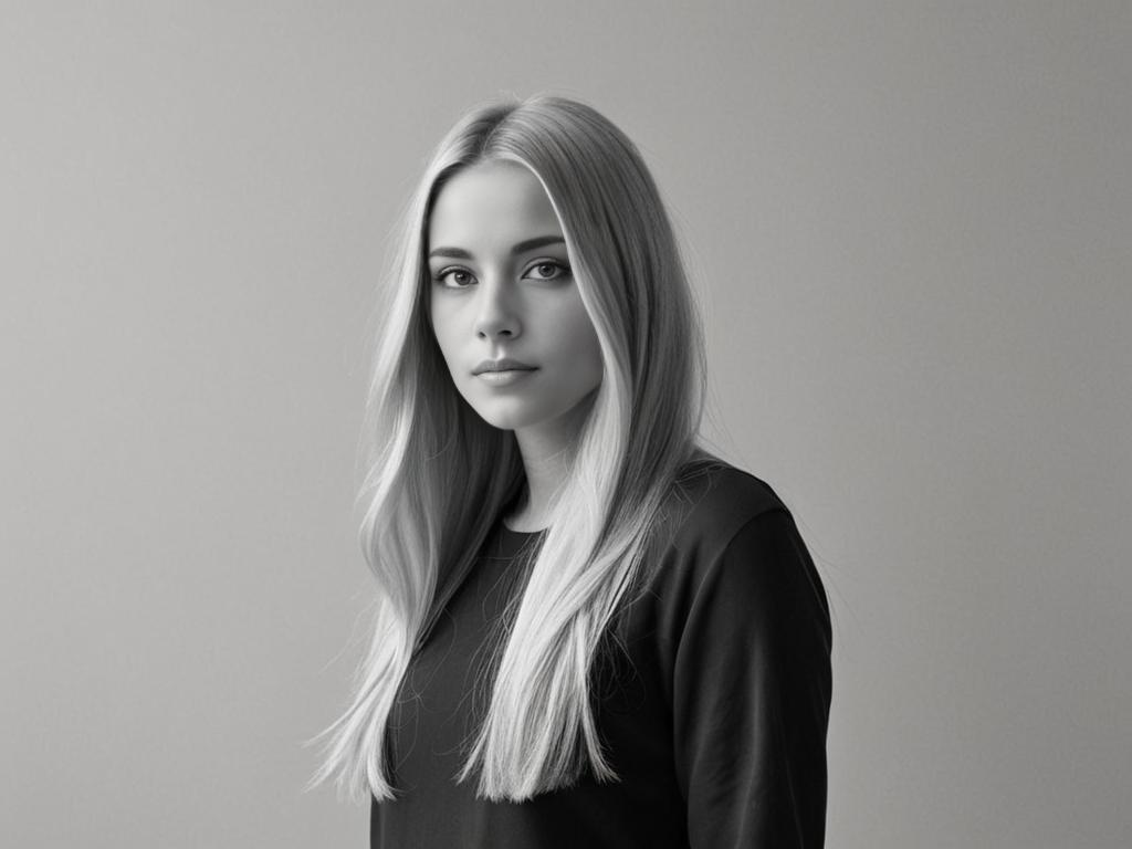 Artistic Black and White Portrait of Thoughtful Woman