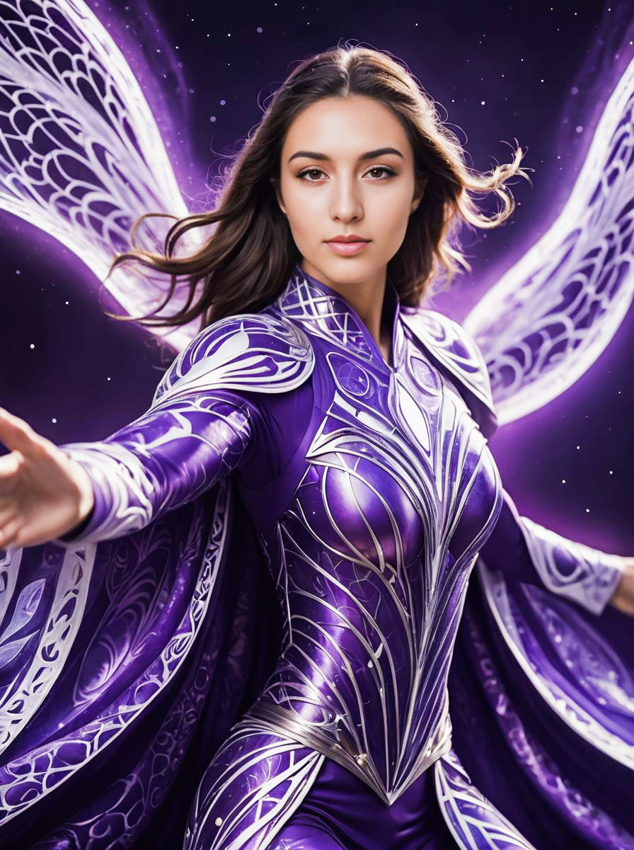 Woman in Purple Costume with Wings