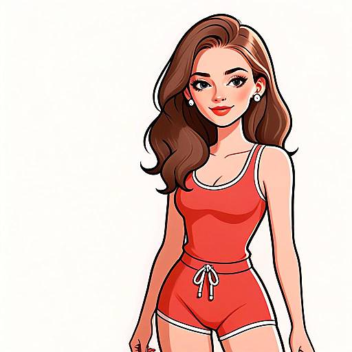 Sporty Chic Woman with Pretty Face and Hair Vector Illustration